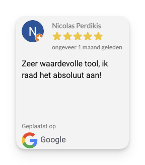 Matixs.com-screenshot 000650 Beoordeling van 5 sterren door Nicolas, gepost op Google, met positieve feedback over een waardevolle tool.